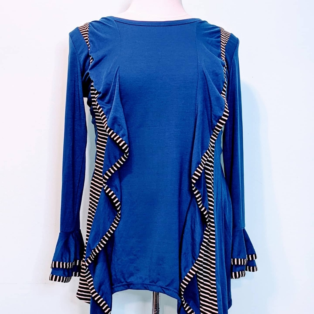 Striped long sleeved jersey tunic
